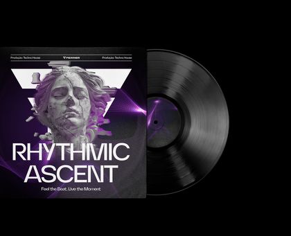Capa do álbum Rhythmic Ascent, da Ferrier, ao lado de um disco de vinil